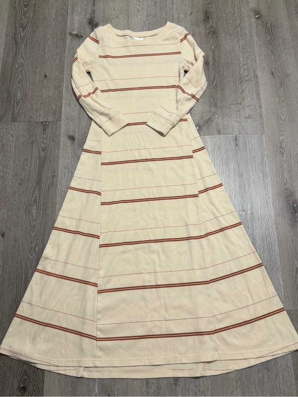 Sancia Cream Striped Long Sleeve Maxi Dress